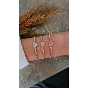 Polo Air Adjustable Heart Bracelet with Zircon Stones Combined Copper Yellow Silver Color