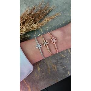 Polo Air Adjustable Zircon Stones Women's Snowflake Bracelet Combined Copper Silver Yellow Color