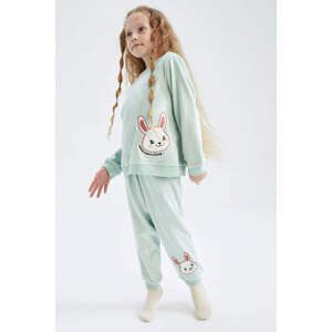 DEFACTO Girls Long Sleeve Velvet Pajamas Set