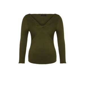 Trendyol Curve Dark Green Collar Detailed Knitwear Sweater