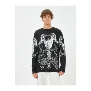Koton Skull Printed Sweater Crew Neck Long Sleeve