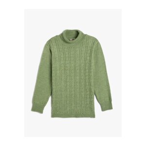 Koton Turtleneck Sweater Hair Knit Detailed Long Sleeve Soft Textured