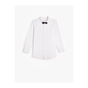 Koton Shirt Bow Tie Detailed Long Sleeve Cotton Classic Collar