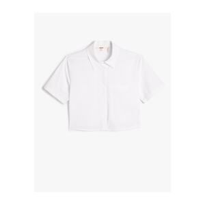 Koton Crop Short Sleeve Shirt with Buttons Pocket Detailed