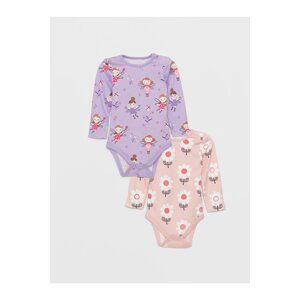 LC Waikiki Crew Neck Baby Girl Snap Fastening Bodysuit 2-Piece