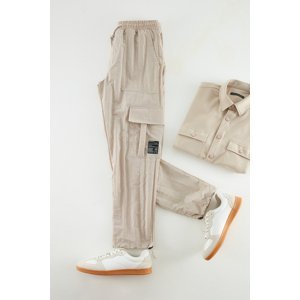 Trendyol Stone Men's Jogger Fit Label Detailed Technical Fabric Parachute Limited Edition Trousers