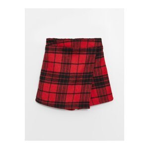 LC Waikiki Plaid Girls' Short Skirt with Elastic Waist