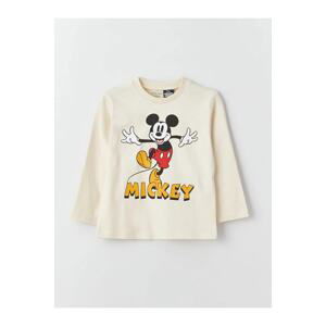 LC Waikiki LCW Baby Crew Neck Long Sleeve Mickey Mouse Printed Baby Boy T-Shirt