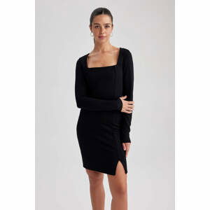 DEFACTO Bodycon Square Collar Mini Long Sleeve Dress