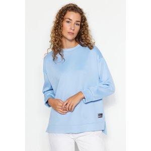 Trendyol Light Blue Label Detailed Diver/Scuba Knitted Sweatshirt