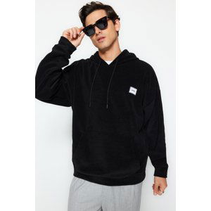 Trendyol Black Men's Oversize Hoodie Fleece Sweatshirt.