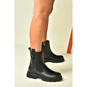 Fox Shoes Black Genuine Leather Women's Daily Boots Boots