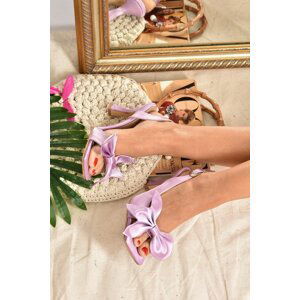 Fox Shoes Women's Lilac Satin Ribbon Detailed Heeled Shoes