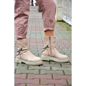 Fox Shoes Nude Women's Thick-soled Chain Boots