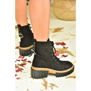 Fox Shoes Black Suede Women's Boots With Thick Soles