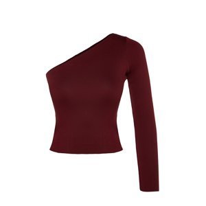 Trendyol Claret červený detailný pletený sveter na jedno rameno