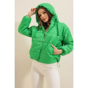 Autor: Saygı Green elastický pás nafukovací kabát s vreckom, kapucňa s kapucňou a podšívkou.