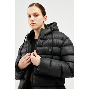 D1fference Women's Black Padded Windproof Thick Coat with Fleece Inside