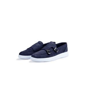 Ducavelli Airy Genuine Leather & Suede Men's Casual Shoes, Suede Loafers, Summer Shoes Navy Blue.