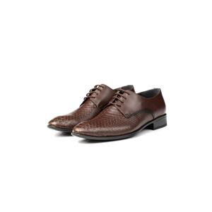 Ducavelli Croco Genuine Leather Men's Classic Shoes, Derby Classic Shoes, Laced Classic Shoes