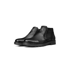 Ducavelli Chelsea Genuine Leather Anti-Slip Sole Zippered Casual Boots Black.