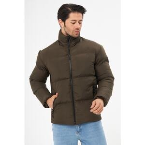 D1fference Men's Khaki Inflatable Winter Coat With Inflator Lined, Water And Windproof.