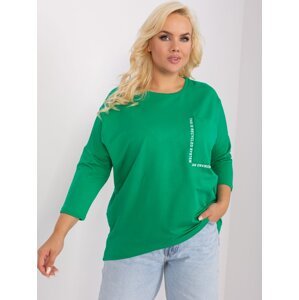 Green women's plus size blouse with a longer back