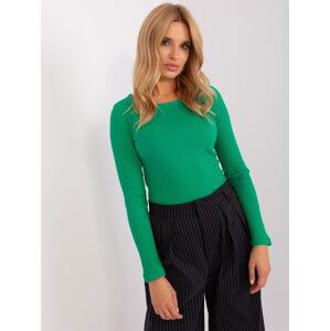 Green basic striped blouse with long sleeves