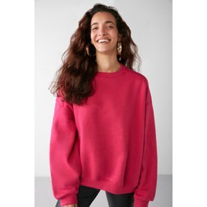 GRIMELANGE Susana Women's Crew Neck Oversize Fit Basic Pink Sweatshir