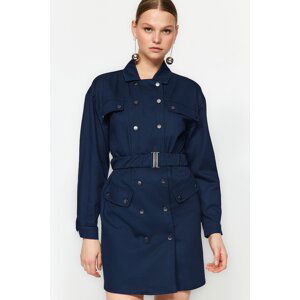 Trendyol Navy Blue Belted Mini Woven Dress