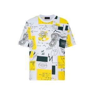 XHAN biele a žlté rebro a oversized tričko s potlačou 2yxe2-45940-01
