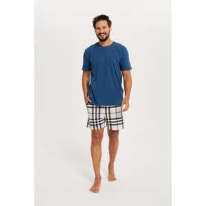 Men's pyjamas Gilbert, short sleeves, shorts - blue-green/print