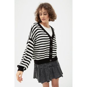 Lafaba Women's Black Oversize Striped Knitwear Cardigan
