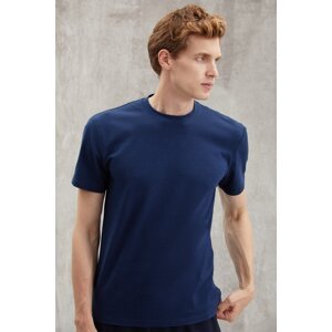 GRIMELANGE Chad Men's Slim Fit Ultra Flexible Navy Blue T-shirt