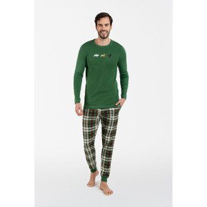 Seward Men's Long Sleeve Pajamas, Long Pants - Green/Print