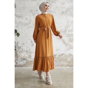 InStyle Meyra Buttoned Aerial Dress - Mustard