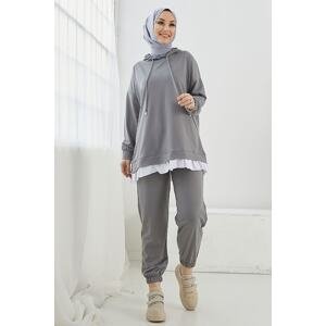 InStyle Losya Two Piece Set with Zipper and Hoodie - Gray