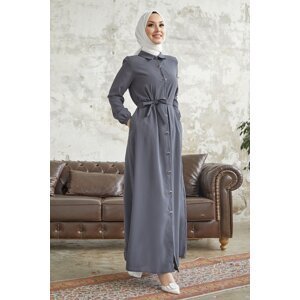 InStyle Linny Buttoned Shirt Collar Abaya - Anthracite
