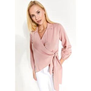 armonika Women's Dry Rose Collar Double-breasted Blouse