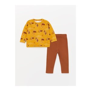 LC Waikiki Crew Neck Long Sleeve Printed Baby Boy Sweatshirt and Pants 2-Piece