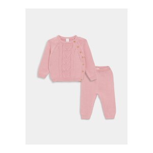 LC Waikiki Crew Neck Long Sleeve Basic Baby Girl Knitwear Sweater and Trousers 2-Piece Set