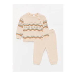 LC Waikiki Crew Neck Long Sleeve Patterned Baby Boy Knitwear Sweater and Trousers 2-Pack