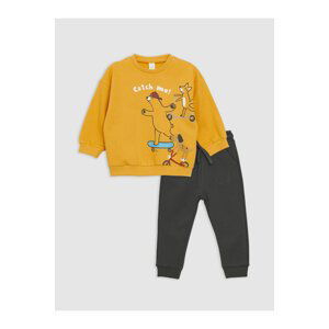 LC Waikiki Crew Neck Long Sleeve Printed Baby Boy Sweatshirt and Trousers 2-Piece Set