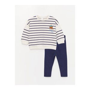 LC Waikiki Crew Neck Long Sleeve Striped Baby Boy Sweatshirt and Tights