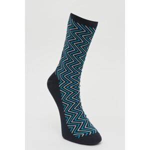 ALTINYILDIZ CLASSICS Men's Navy Blue-Blue Patterned Crewneck Socks.