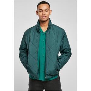Diamond Quilted Short Jacket Green