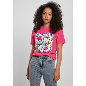 Women's geometric retro hibiscus T-shirt pink