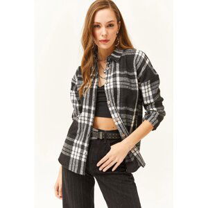 Olalook Women's Black Plaid Lumberjack Shirt