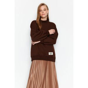 Trendyol Brown Oversize Knitted Pile Sweatshirt