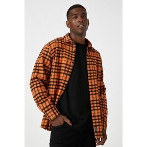 Koton Men's Orange Plaid Shirt